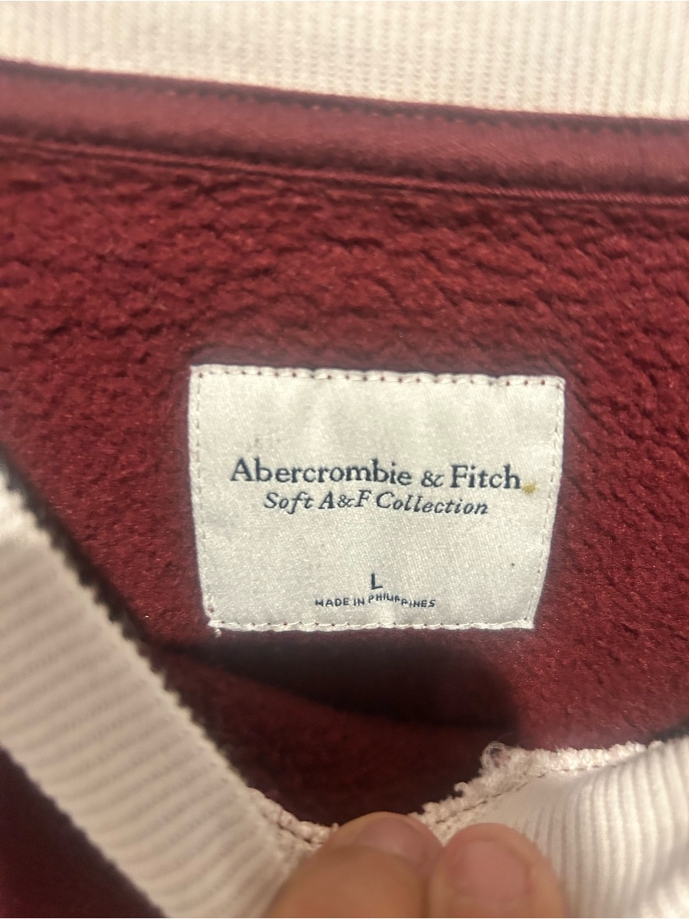 Abercrombie & Fitch Two-Tone Raglan Pullover Sweatshirt - Maroon & Light Blue - Picture 3 of 3